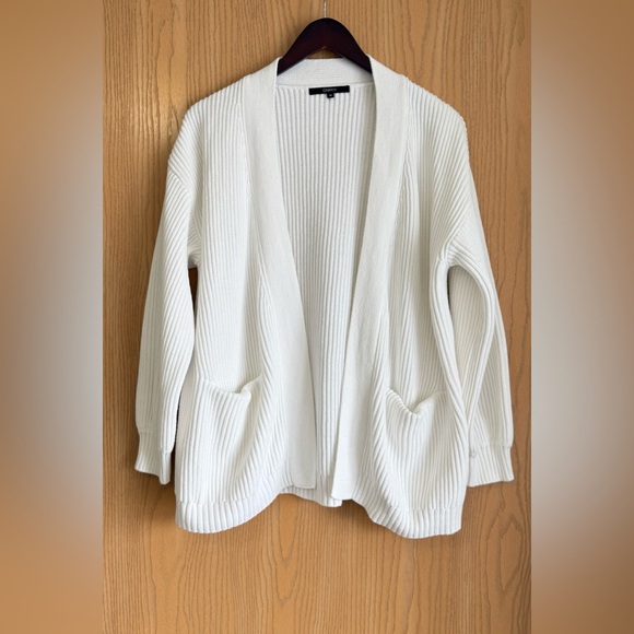 Quince Sweaters - Quince | Women’s M | White Cardigan Sweater Ribbed Knit Open Front Cotton